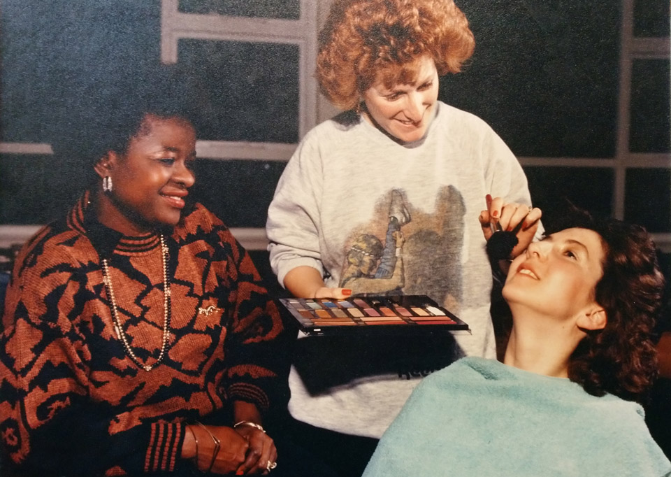 Photo from the 1980s of learners in a makeup class