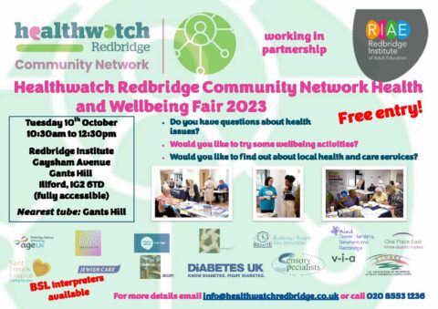 Healthwatch Redbridge Community Network Fair Poster 2023