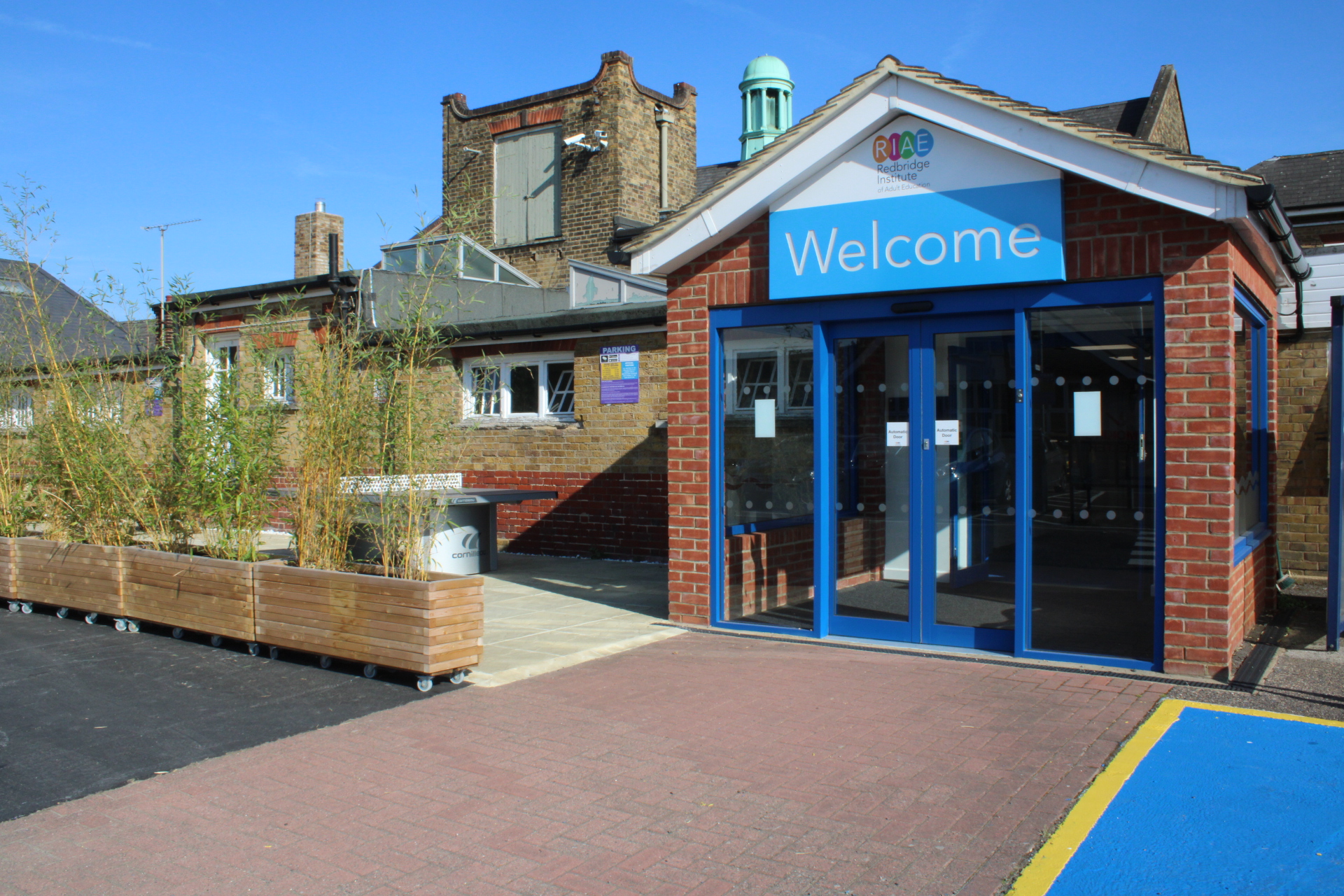 The entrance of the Redbridge Institute Gants Hill campus