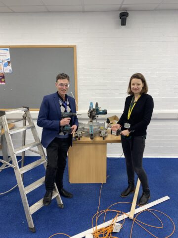 Cllr Jo Blackman, Cabinet Member for Environment and Sustainability viewing the start of the "Green Skills Hub"