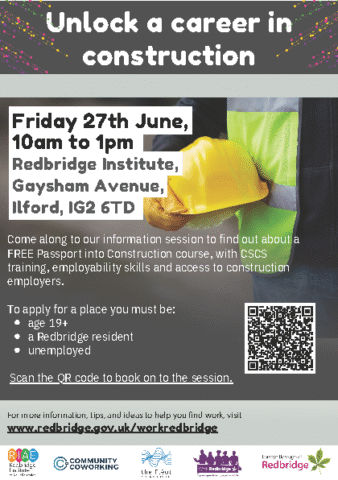 Flyer for the Careers in Construction event on Friday 27th June
