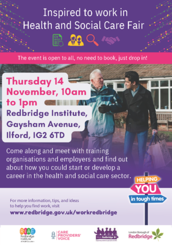 Poster for the Health and Social Care Fair on the 14th November
